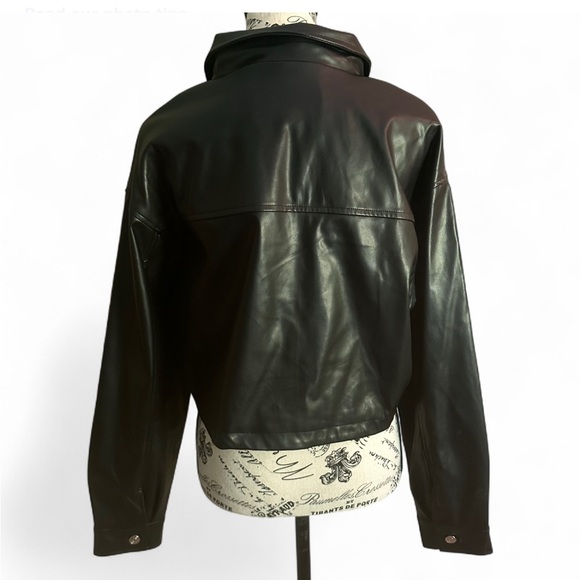 NWT Vigoss Black Faux Leather Moto Grunge Rave Bikercore Jacket - Size Large - Picture 2 of 4